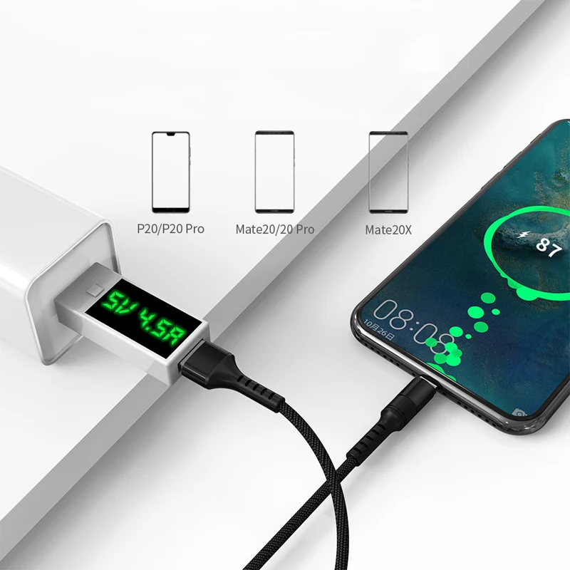 Supercharge usb type C кабель для huawei P30 P20 Lite Xiaomi Mi 9 Quick Charge 3,0 usb type C зарядный кабель для samsung S8 S10 9