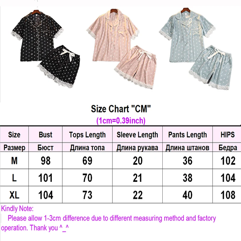 Lace Sleepwear Pajamas-Pants Satin Silk Nightwear Lingerie Summer Sexy V-Neck Sleeping Night-Suit Short-Sleeve Femme 2-Pieces