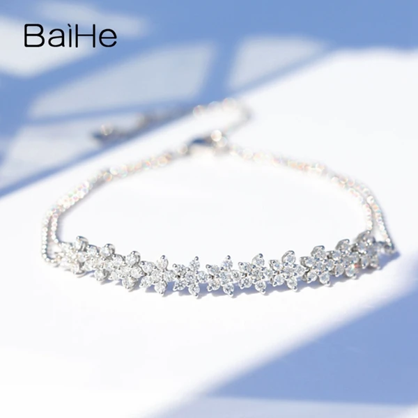 BAIHE Solid 14K желтое золото 1ct Сертифицированный H/SI натуральные Алмазы обручальные женские модные ювелирные изделия Подарочный браслет