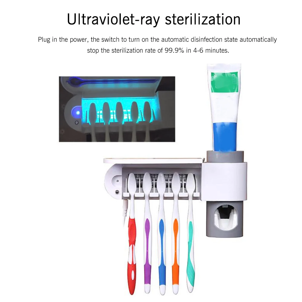 USB с антибактериальным покрытием зубная щетка UV Держатель автоматический дозатор зубной пасты стерилизовать домашний очиститель стерилизовать Аксессуары для ванной комнаты Набор