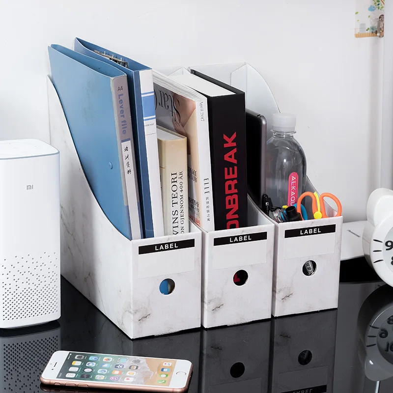 3-Layer Paper Storage Box and Finishing 1/3/5PCS Marble Pattern Multifunction Display Stand Rack Student Desk Book | Дом и сад