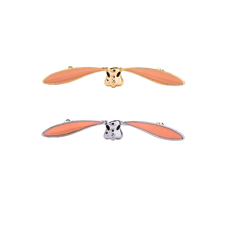 Мультяшные Броши заячьи ушки массивные эмалированные шпильки золотистого цвета