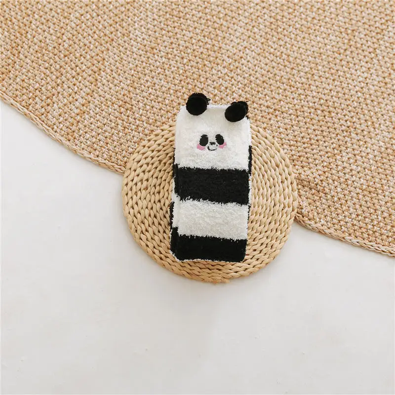 

KingDeng Winter Stockings Warm Long Cartoon Harajuku Coral fleece Striped Strawberry Fluffy Stocking Streetwear Fashion Design
