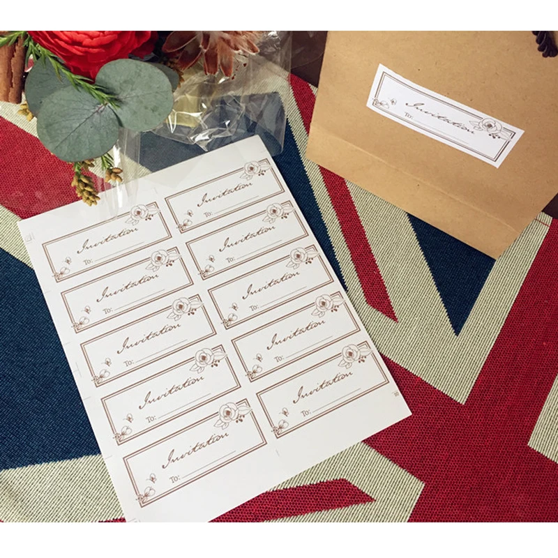 500 шт./лот милые длинные белые золотые Цветочные уплотнительные наклейки Клейкие