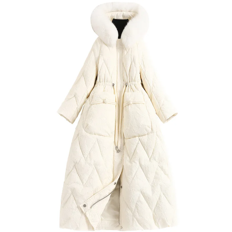 Fur New Fox Jacket 2021 Collar Removable 90% White Duck Down Slim Parka Warm Winter Coat Women Outerwear Hooded
