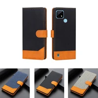 new cloth grain leather phone case for realme c21 cover wallet stand book on realme c 21 case flip magnetic card hoesje etui bag