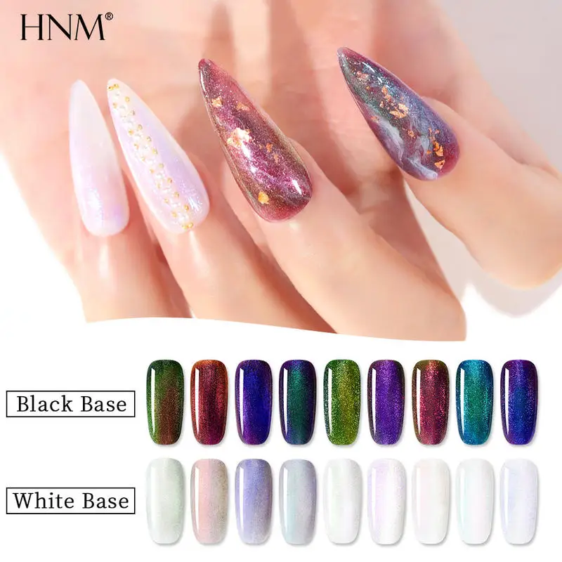 Топовое покрытие HNM блеск для губ хамелеон с жемчужным эффектом чёрная белая база