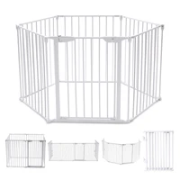 costway 6 panel metal gate baby pet fence safe playpen barrier wall mount multifunction hw63353wh