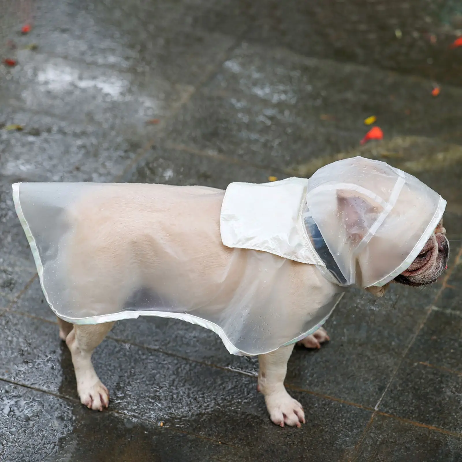 

Dog Raincoat Pet Transparent Big Brim Waterproof Adjustable Raincoat Back Opening Design Pet Fashion Raincoat Clothing