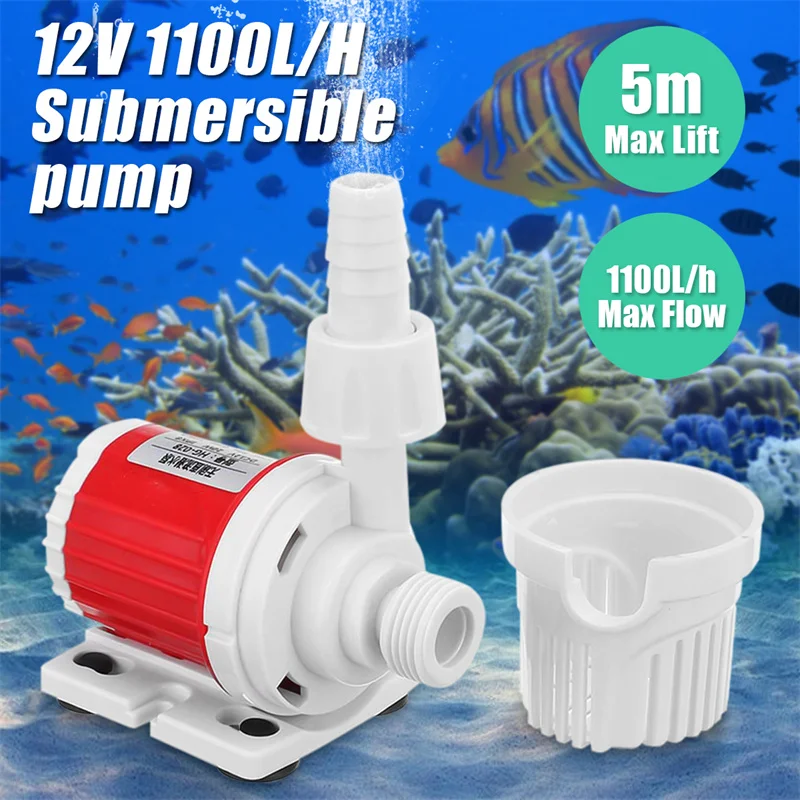 

20W12V DC 1100L/H Energy Saving Submersible Water Pump Marine Controllable Adjustable Speed Water Pump Fish Tank Aquarium