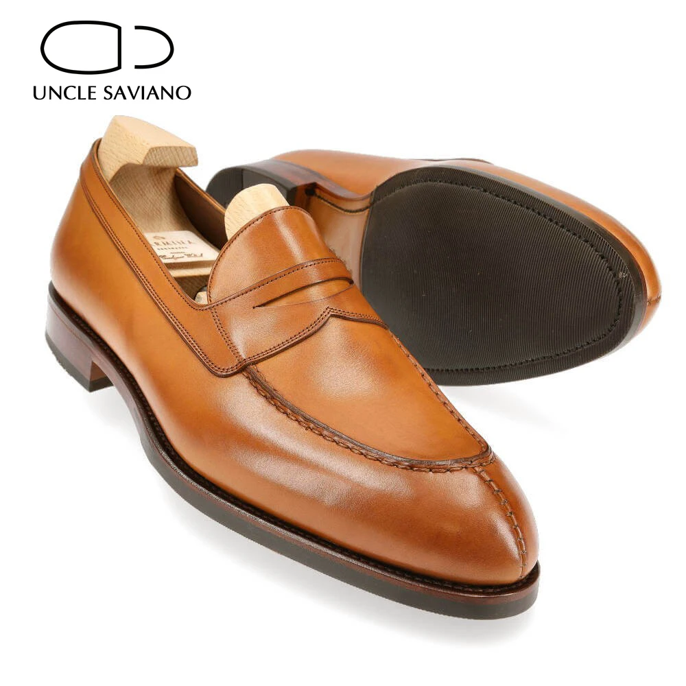 Uncle Saviano Loafers Men Shoes Daily Wedding Dress Business Designer Fashion Genuine Leather Original Handmade Shoes for Men