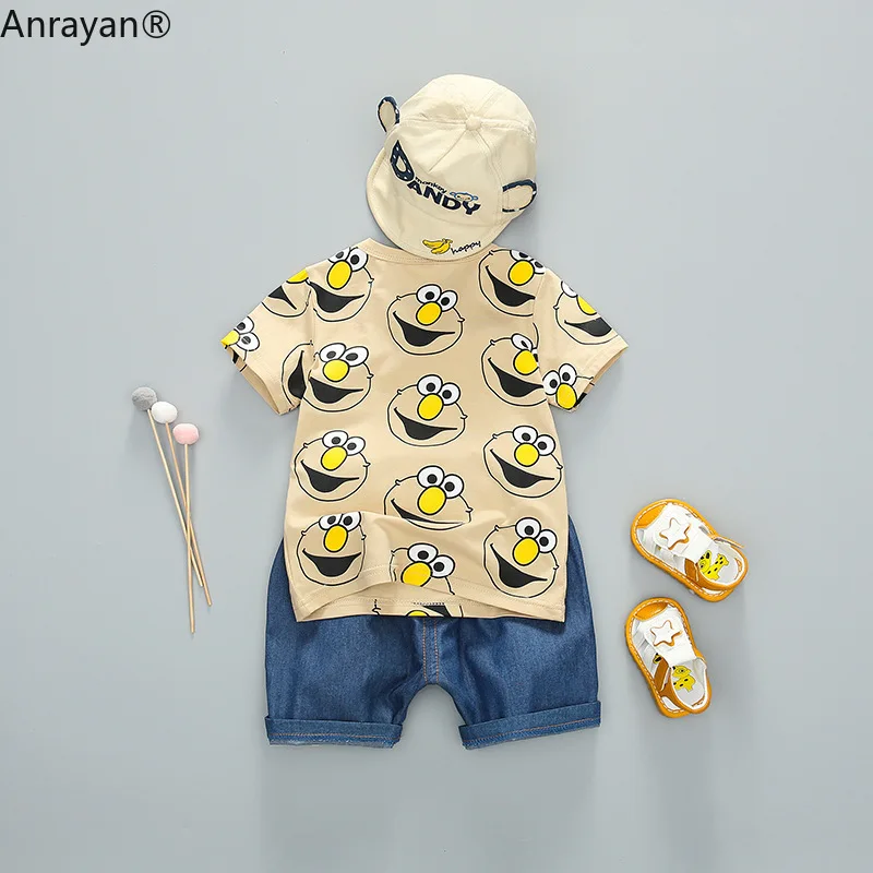 Летняя модная детская хлопковая одежда для малышей рубашка с улыбающимся лицом