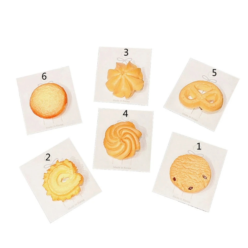 

Girls Cute Cookie Hair Clip Adult Kids Lovely Food Shape Hair Side Bangs Resin Duckbill Clip Decoractive Hairpin Barrettes