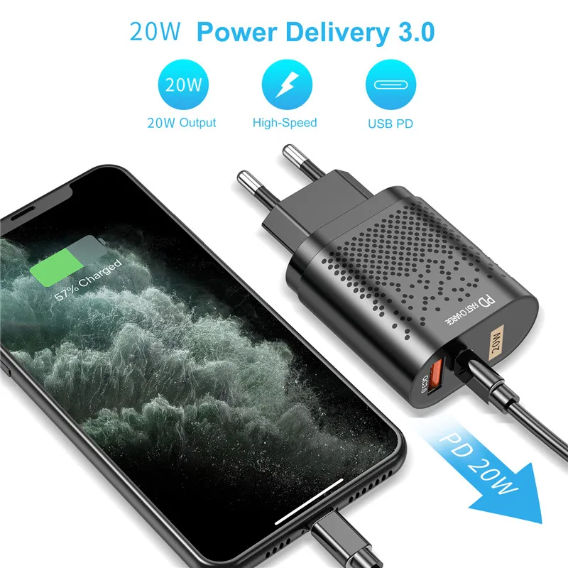 Зарядное устройство PD 20 Вт USB Type C для IPhone 12 Pro Max Mini быстрая зарядка 3 0 QC стандартная