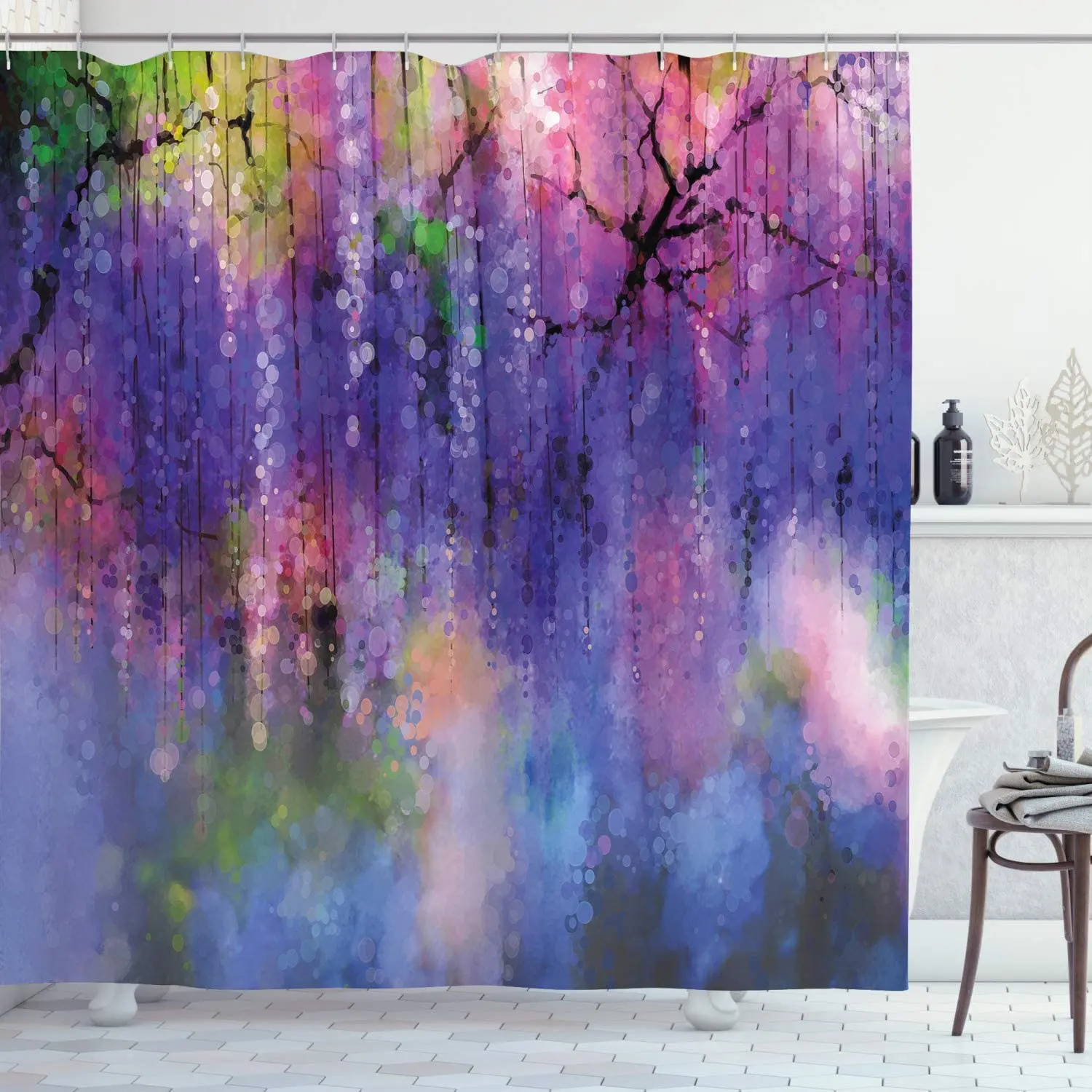 Занавеска для душа с изображением цветов туманная занавеска ванной комнаты из