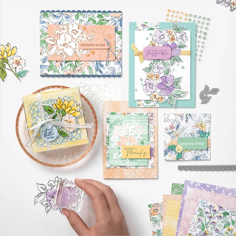 Набор штампов ручной работы с лепестками и координационными штампами прозрачные