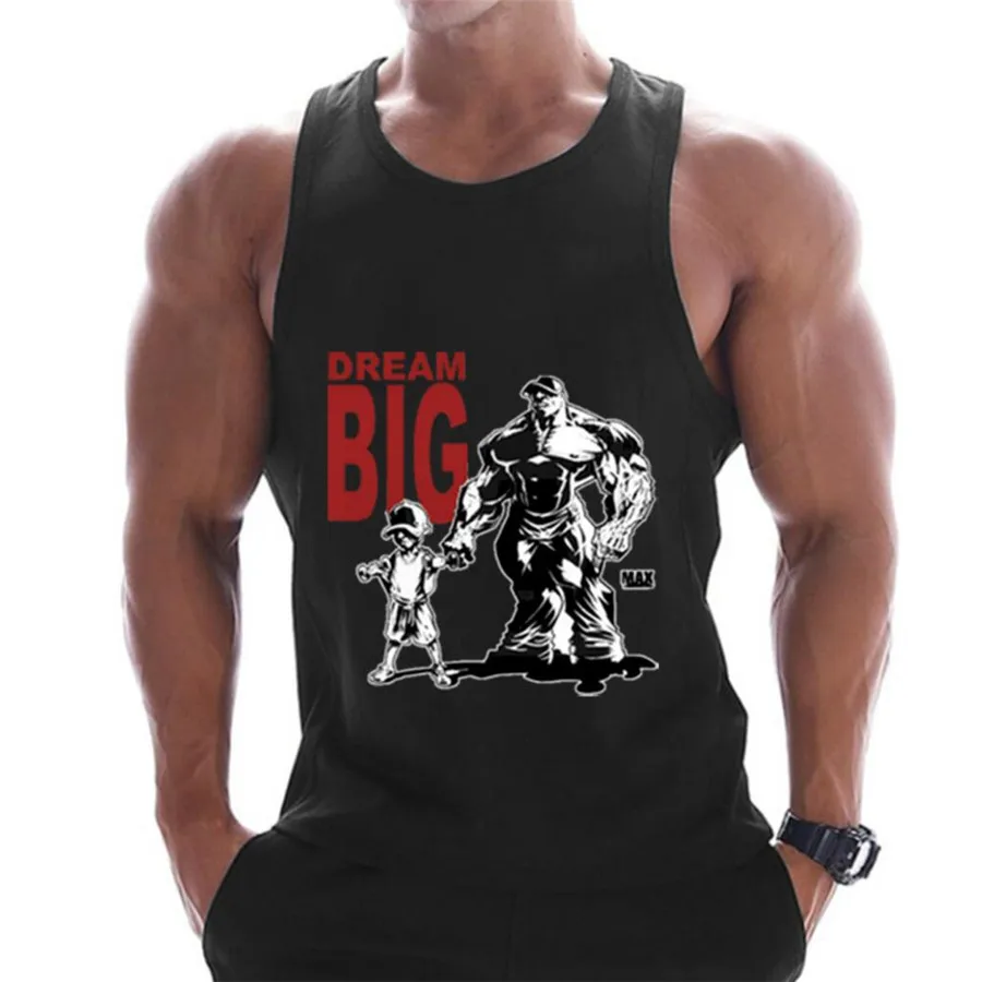 Bodybuilding Tank Tops Men Cotton Sleeveless Shirt Gym Fitness Training Clothes Stringer Singlet Male Summer Casual Printed Vest
