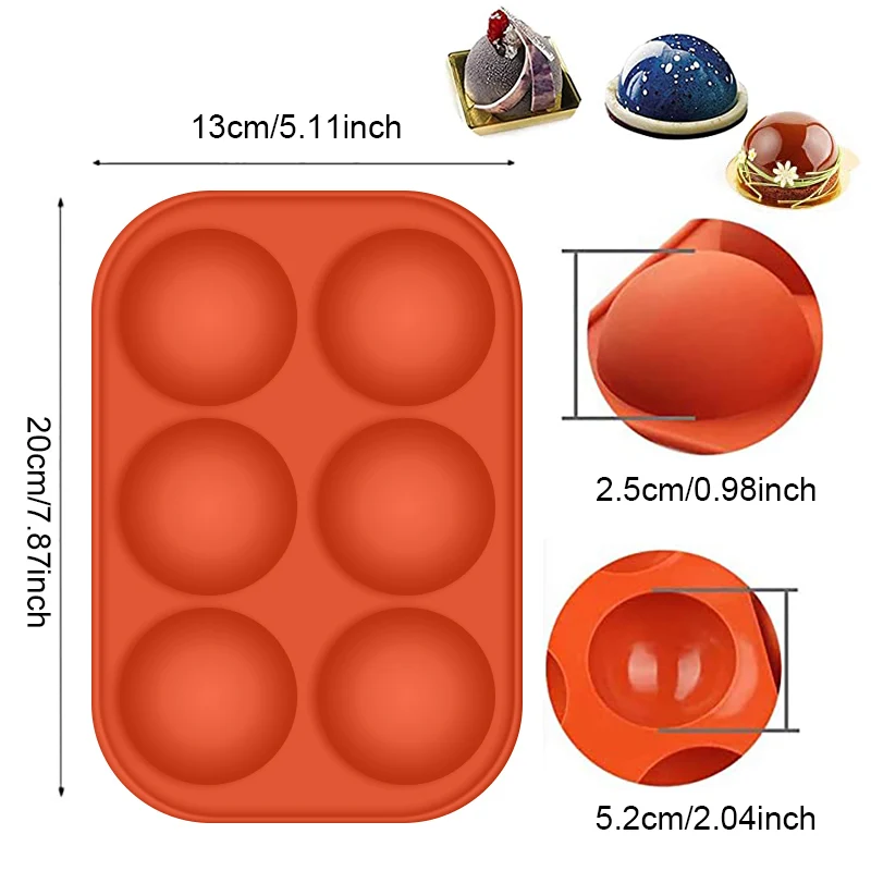 Half ball sphere silicone cake mold set – perfect for decorating and making chocolate treats