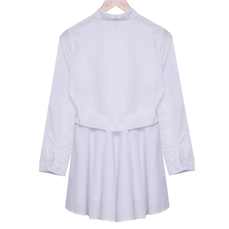 Женская туника с поясом Повседневная белая блузка длинным рукавом и баской