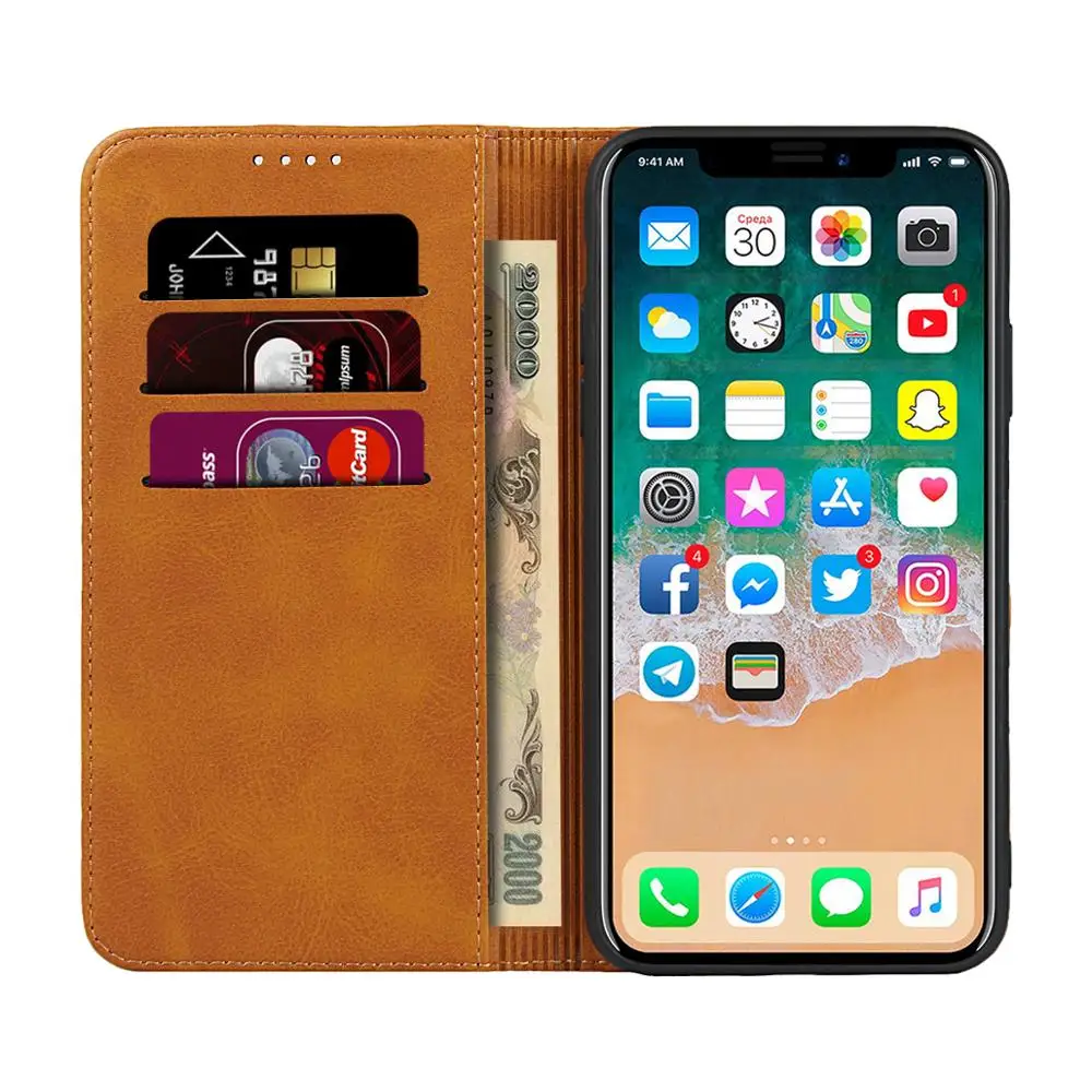 Кожаный чехол для iphone 11 Pro мобильного телефона Max Магнитный бумажник карт