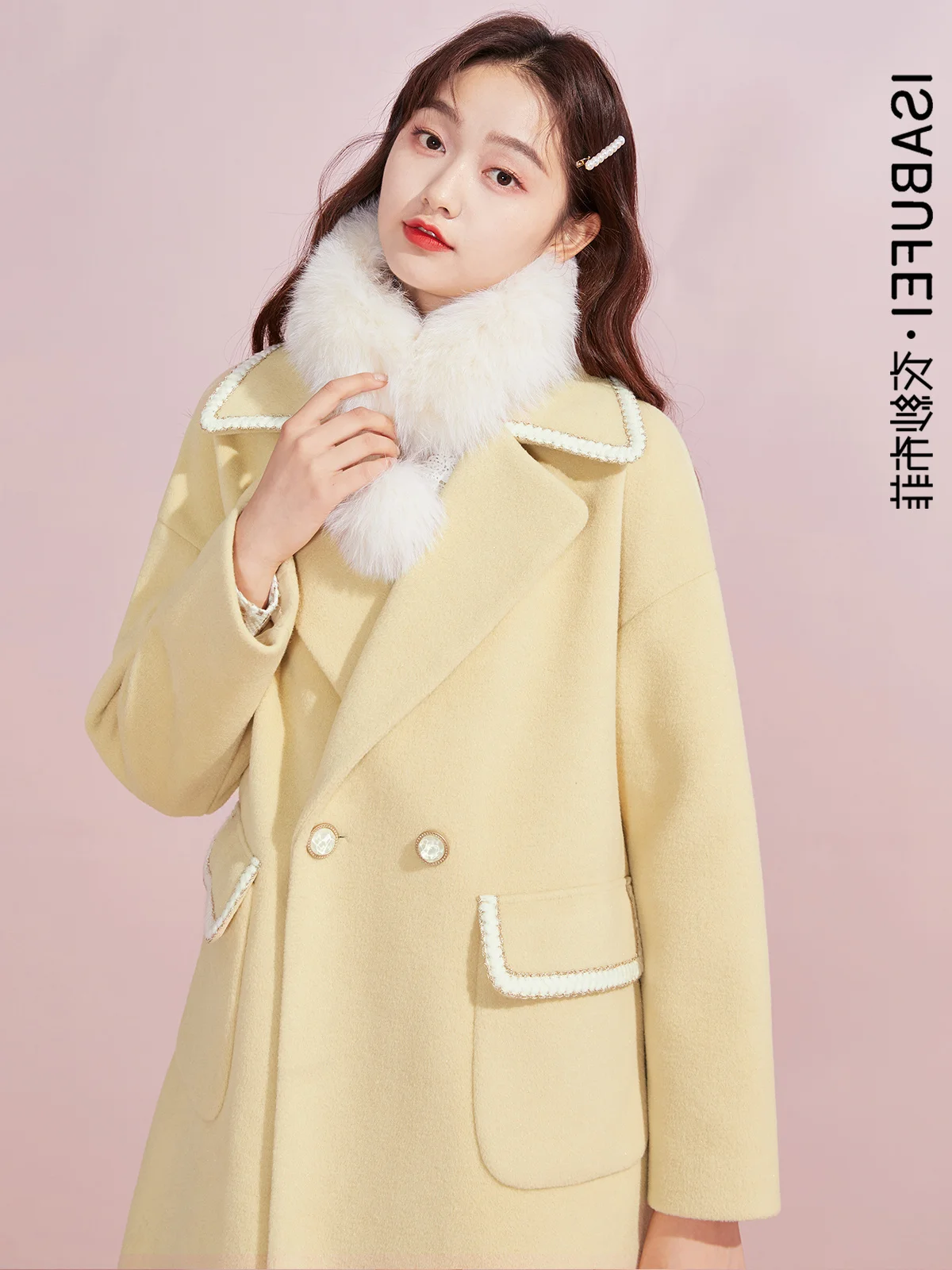 

Shzq зима 2021 новый стиль костюмный воротник темпераментное пальто для женщин средней длины корейское свободное шерстяное пальто для женщин