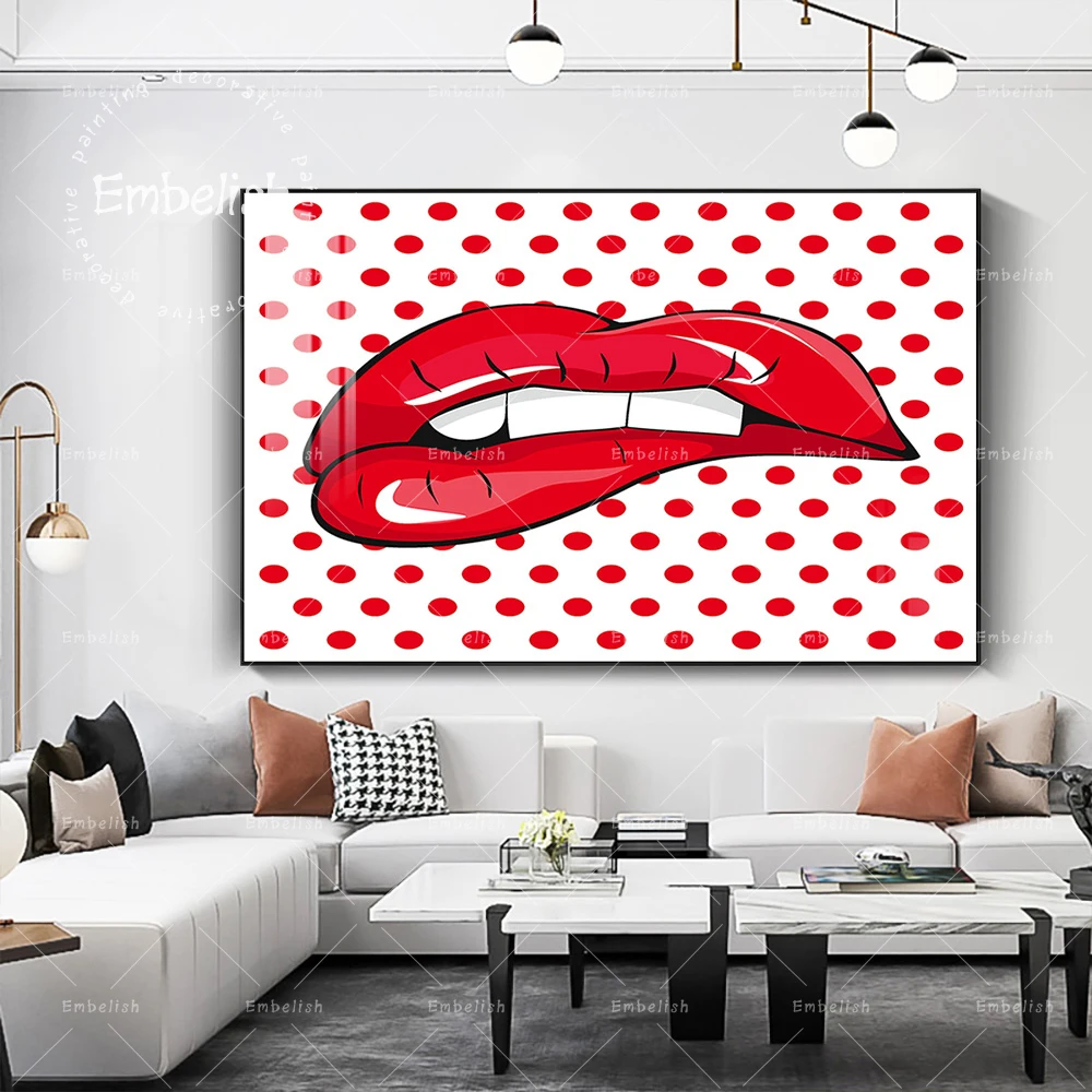 

Famous Artworks By Andy Warhol Red Lips Modern Home Decor Pictures For Living Room Wall Art Posters HD Canvas Paintings