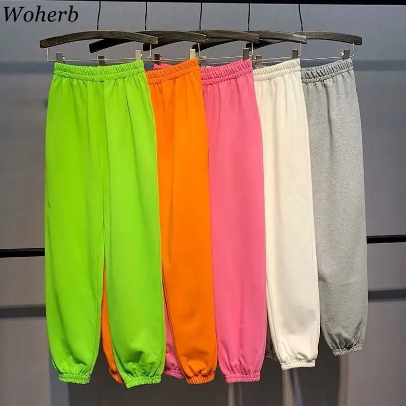 Женские штанишки карамельного цвета спортивные штаны Woherb свободные