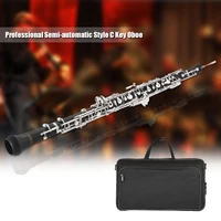 ammoon professional c key oboe semi automatic style silver plated keys woodwind instrument with reed leather case carrying bag