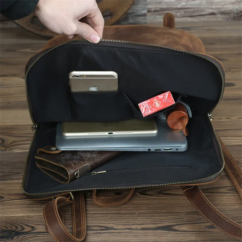 Рюкзак мужской и женский из натуральной кожи с отделением для ноутбука 15 6 дюйма