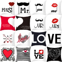 2021 new simple black red letters valentines day sofa cushion cover for sofa car interior for home decor chair room pillow case