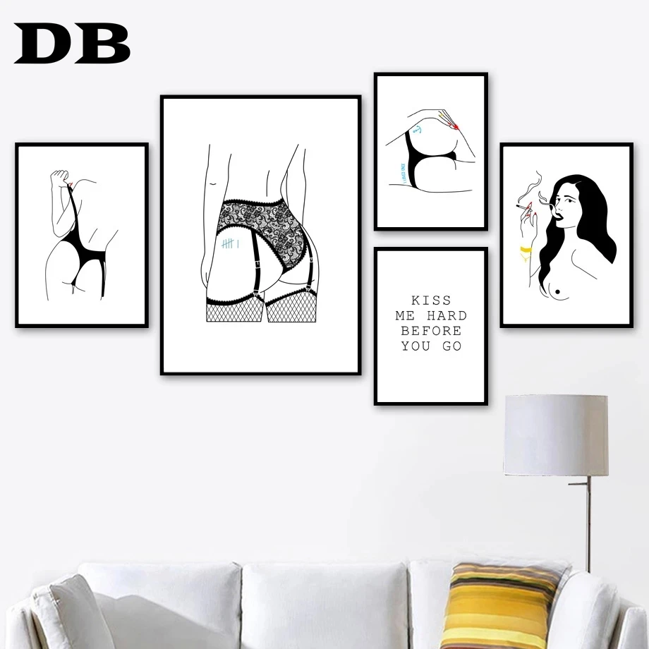 

Sexy Woman Lace Line Rose Flower Body Art Quote Wall Art Canvas Painting Nordic Posters And Prints Wall Pictures For Living Room