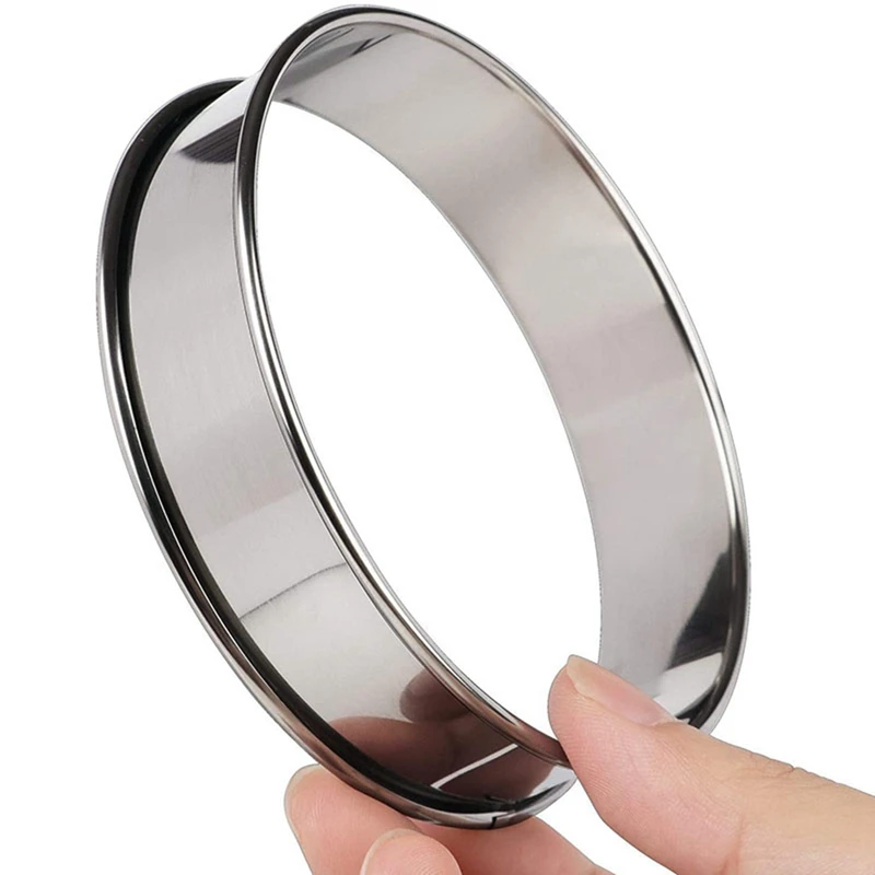 

5 Pcs Double Rolled Tart Rings Stainless Steel Muffin Rings Crumpet Rings Round Tart Rings for Home Food Baking Tools