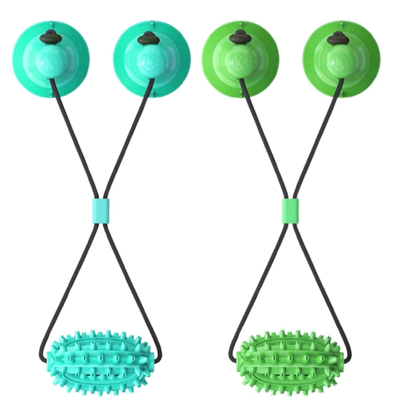 

Pet Dog Molar Bite Toy Tug Rope Toothbrush Chewing Ball Suction Cup Detal Care