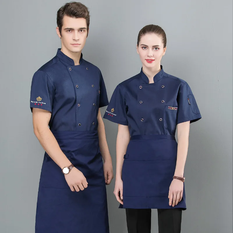 Летняя воздухопроницаемая поглощающая пот одежда шеф повара с коротким рукавом