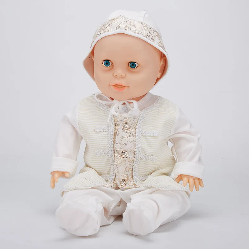 Gooulfi Baby Boy Romper 3-6 Months Cotton Christening Sets Long Sleeve With Hat Gentelman Formal New Born Fall Jumpsuit Footie |