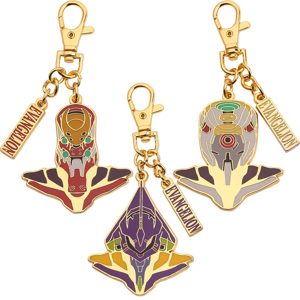 Золотой мультфильм голова Аниме Eva брелок неоновый Genesis Evangelion 2D самолет портрет брелок аксессуары для рюкзаков для мужчин и женщин