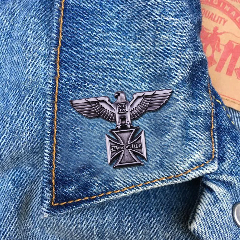 Eagle Cross Die Elite Badge Bird Stand On the Cross Enamel Pin Iron Accessory images - 6