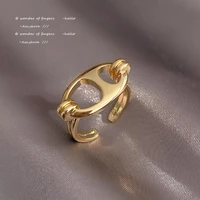 design sense creative pig nose modeling golden opening rings korean fashion jewelry unusual finger gccessories for gothic girls