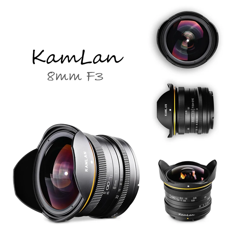 

Fast shipping Kamlan 8mm F3.0 APS-C Wide-angle fixed focus Pure Manual lens Mirrorless Camera lens for Canon Fuji Macro 4/3
