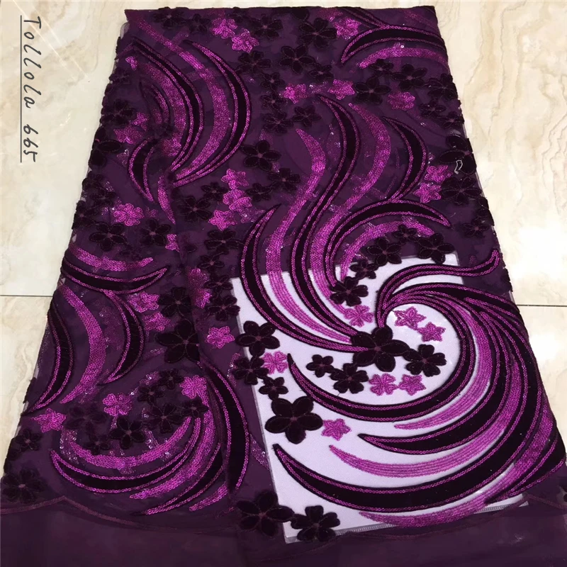 Teal Nigeria Latest Design Velvet Lace Fabric 5 Yards/pcs High Quality African With Color Sequins For Party Dress | Дом и сад