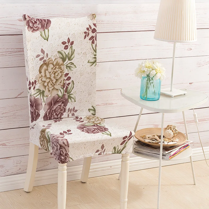 

Spandex Elastic Floral Print Pattern Slipcovers Stretch Removable Dining Chair Cover Hotel Banquet Seat Covers housse de chaise