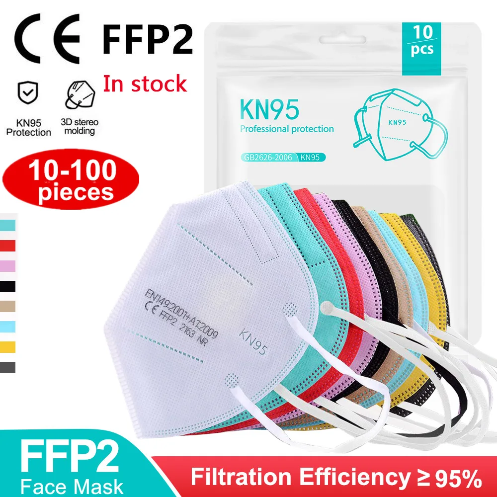 

5-100 штук Цвет FFP2 KN95 маске дыхательных путей fpp2 ce велосипеде маска Mascarilla fpp2 homologa kn95 Mascarillas ffp2reutilizable ffp3
