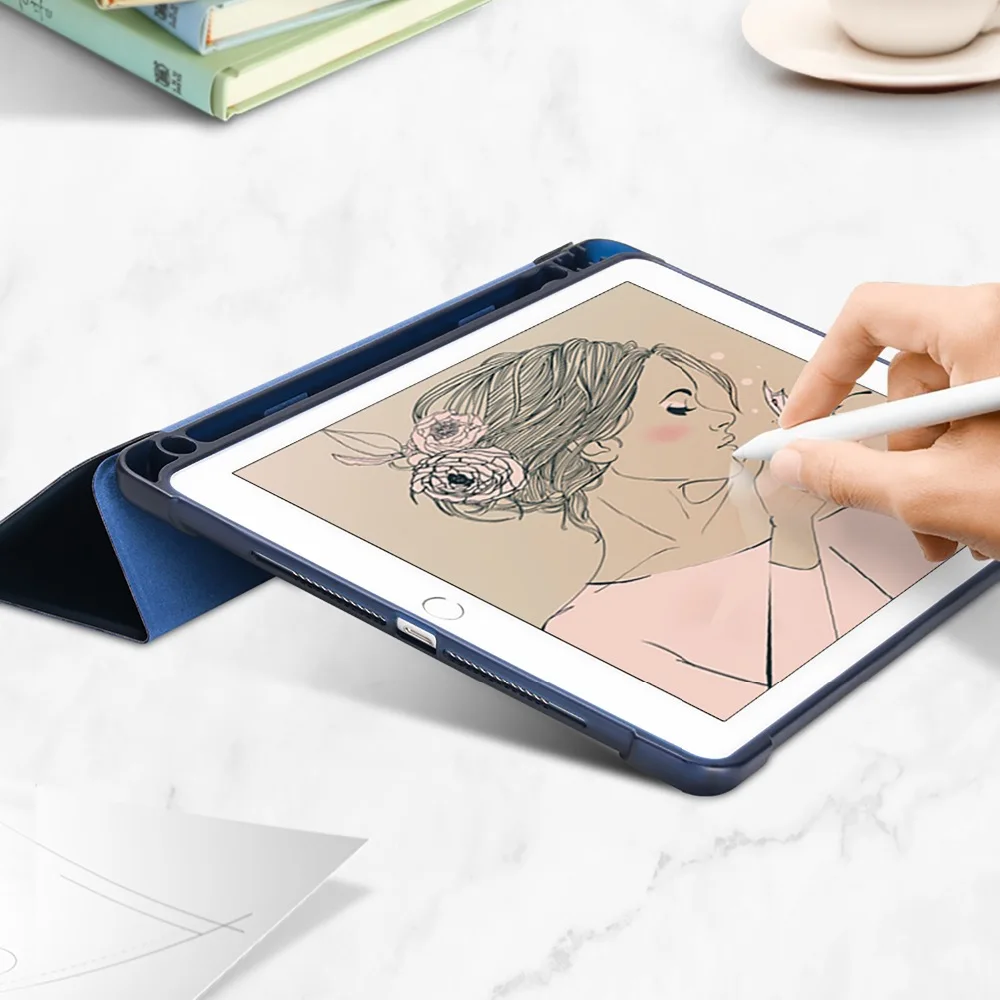 For new ipad 2017 2018 model Case with Pencil Holder Slim Protective Smart Cover for iPad case Funda 9. 7"+screen protector |