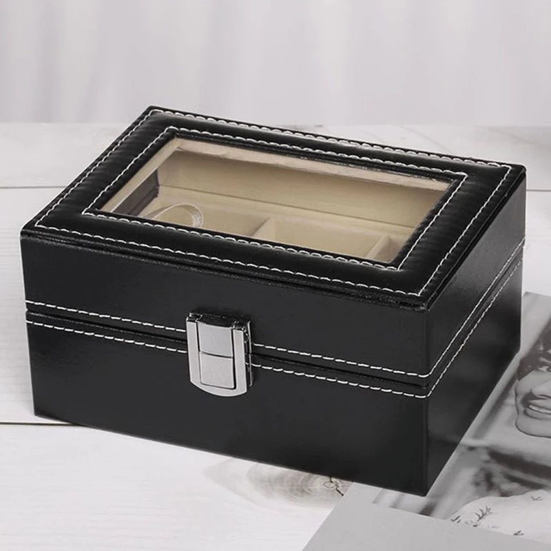 

PU Leather Watch Box Display Case Organizer Convenient Storage Dust-Proof For Home Office LL@17