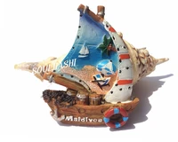 maldives travel souvenirs creative gift resin sailboat sea view fridge magnet