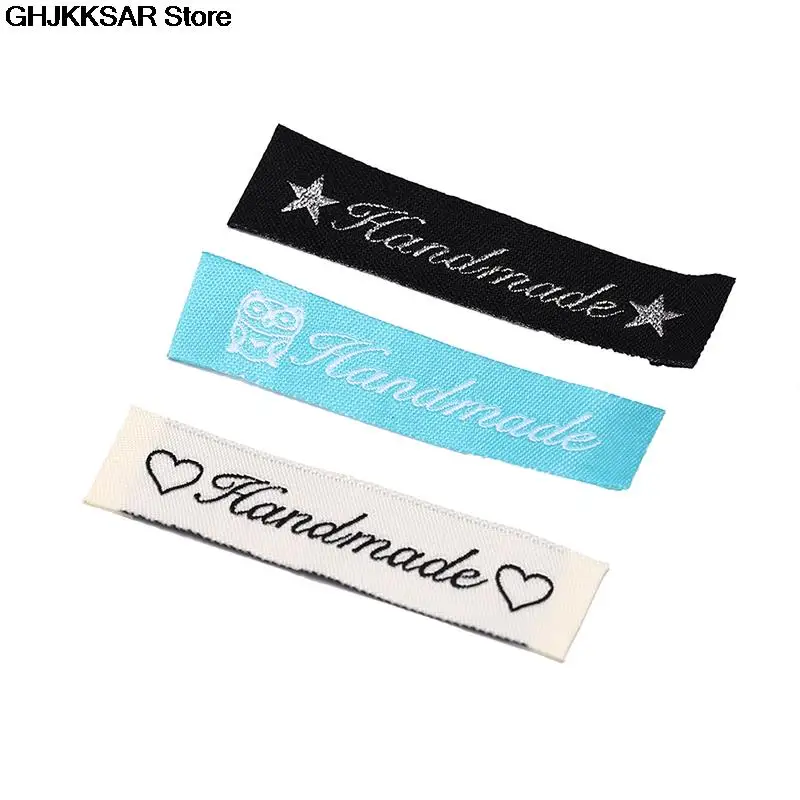 50pcs Cotton Main Labels for T-shirt Embossed Tags DIY Flag For Garment stitching Accessories | Дом и сад