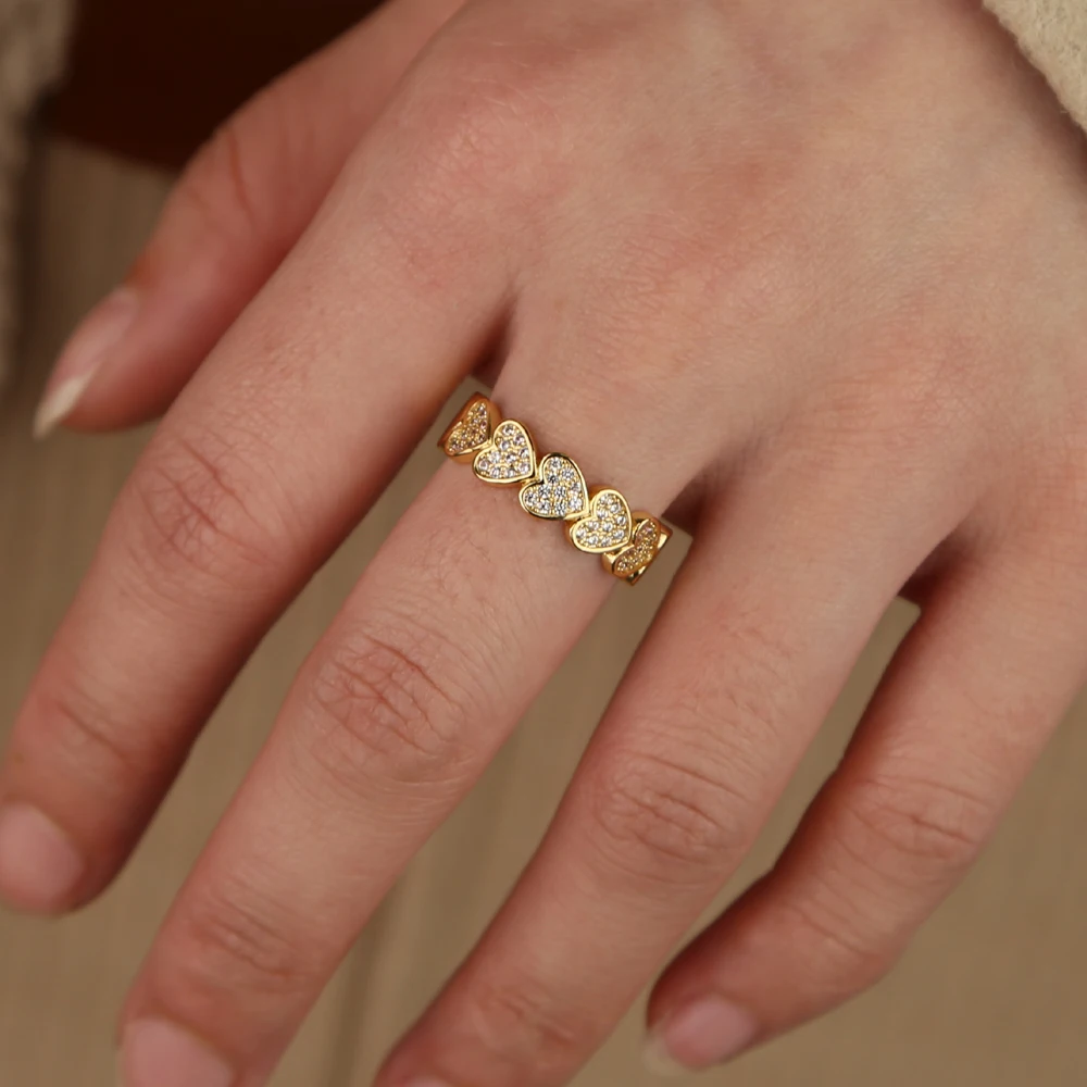 2021 Летняя мода позолоченное кольцо в форме сердца Форма мини белый прозрачный CZ