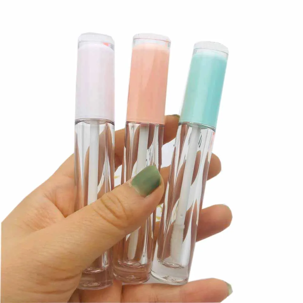 

50pc 5ml Empty Lip Gloss Tube Containers Baby Pink/Purple /BlackCap Balsam/lip balm bottle Packaging Container DIY Lipstick Tube