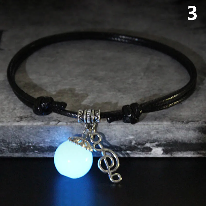 Новый светящийся шар камень шнур ножной браслет светящиеся в темноте ноты крылья