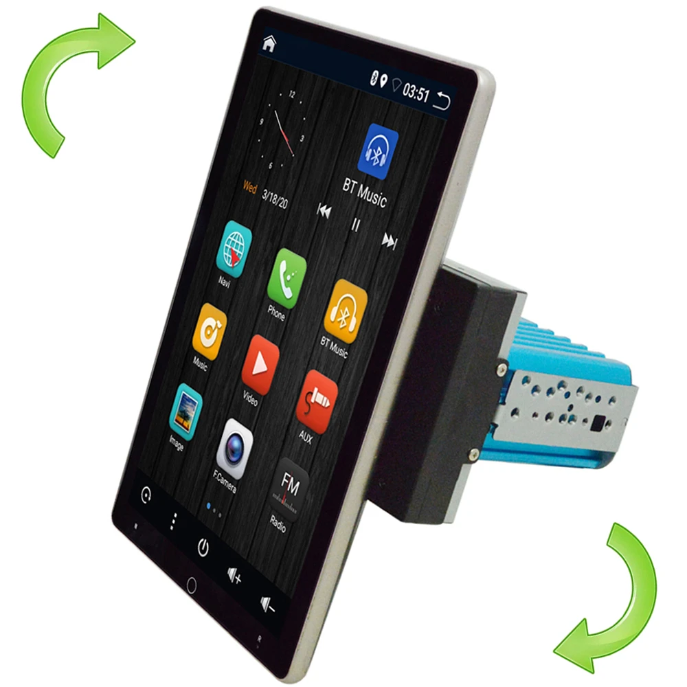 Универсальная мультимедийная магнитола 1 Din на Android 9 с возможностью поворота